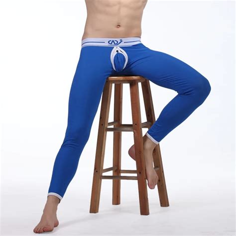 Mens Modal Thermal Underwear Warm Underpants Gay Long Johns Hollow Out