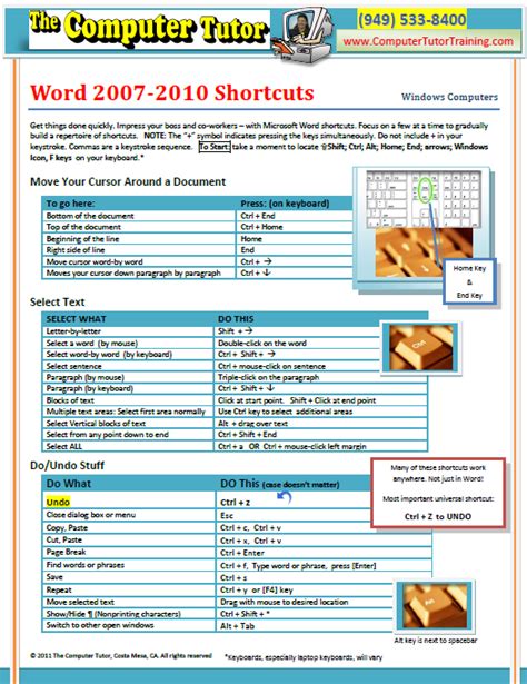 Microsoft Word Cheat Sheet