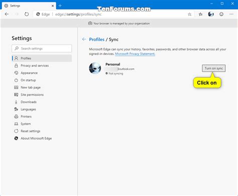 How To Turn On Or Off Sync For Profile In Microsoft Edge Chromium