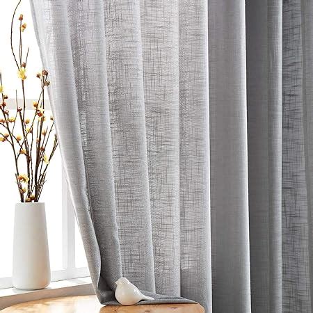 Amazon Fmfunctex Natural Linen Semi Sheer Curtains For Living Room