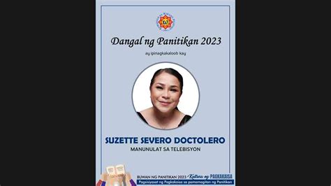 Suzette S Doctolero Gagawaran Ng Kwf Dangal Ng Panitikan 2023 Hataw Dyaryo Ng Bayan