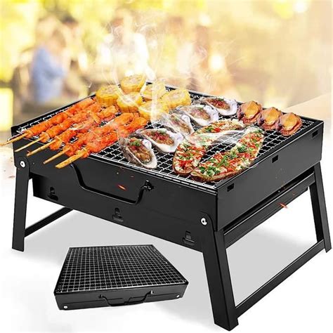 Barbecue Au Charbon De Bois Mini Gril Ext Rieur Portable Batterie De