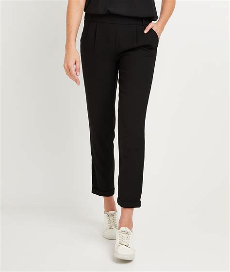 Pantalon fluide élastiqué femme NOIR Grain de Malice