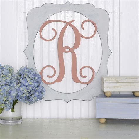 Script Frame Monogram Framed Initials Initial Wall Art Wood Monogram