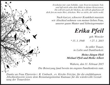 Traueranzeigen Von Erika Pfeil Trauer Hna De