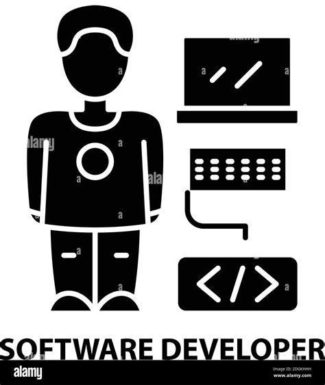 Software Developer Icon Black Vector Sign With Editable Strokes