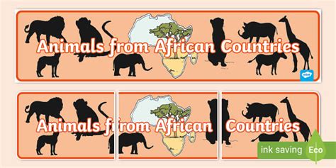 Animals From African Countries Display Banner Animal Silhouettes