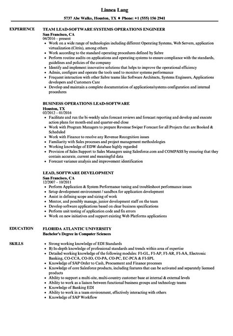 Lead Software Resume Samples Velvet Jobs