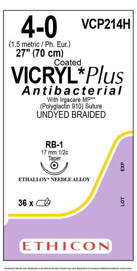 Vcp214h Coated Vicryl Plus Antibacterial Polyglactin 910 Suture