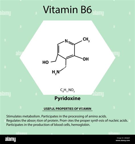 Vitamina B6 Piridoxina Fórmula Química Molecular Propiedades útiles De La Vitamina