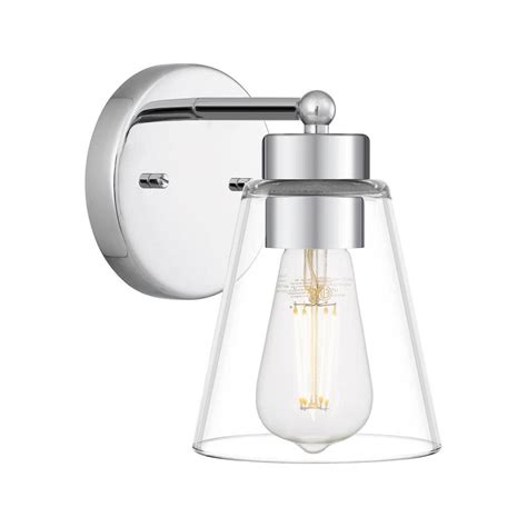 Hampton Bay Eastburn Light Polished Chrome Wall Sconce With Clear