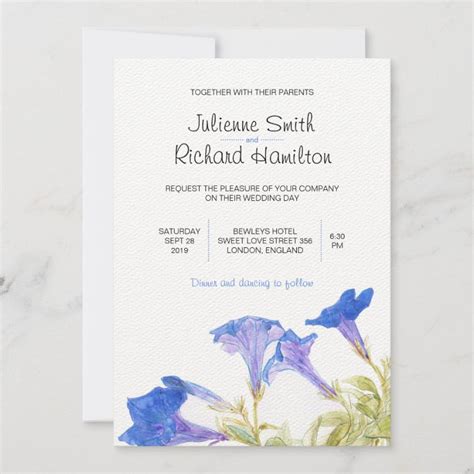 Rustic Blue Floral Wedding Invitations | Zazzle