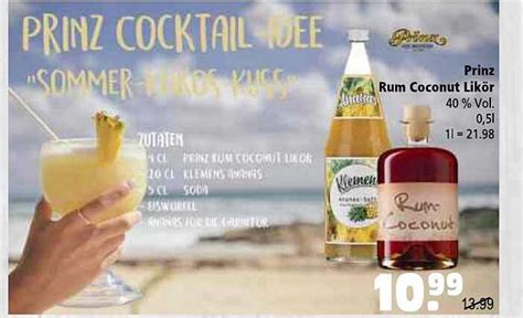 Prinz Rum Coconut Likör Angebot bei Getränkehaus 1Prospekte de