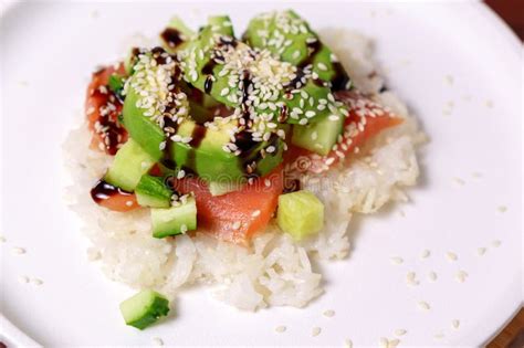 Sushi Waffle Is Crispy Rice Made In A Waffle Maker Topped With Shoyu