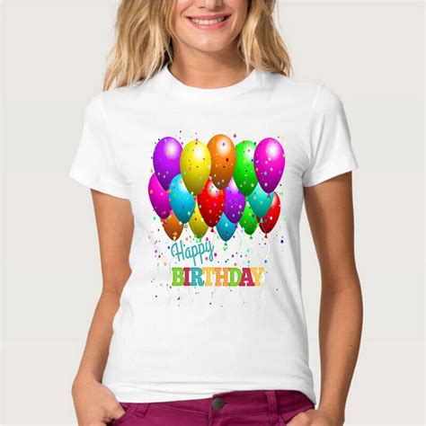 2019 New Summer Fashion Womens Short Sleeve Happy Birthday Party T Shirt Beautiful Colorful