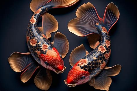 Ilustração colorida dos peixes koi da carpa japonesa Foto Premium