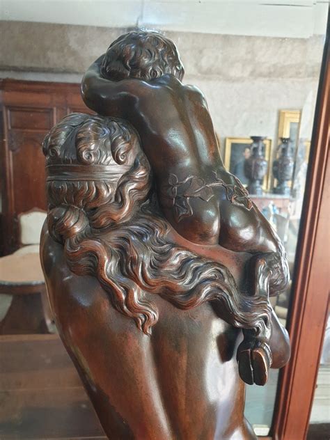 Proantic Sujet En Bronze Repr Sentant La Bacchante Au Petit Faune