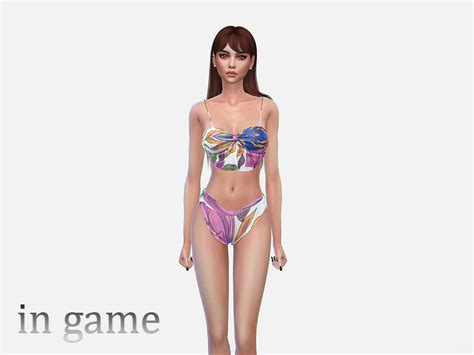 The Sims Resource Floral Print Bikini Top