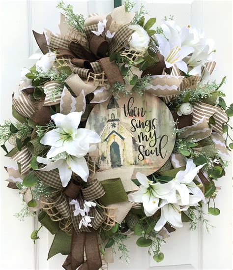 Everyday Neutral Religious Wreath Front Door Wreath Easter He Is