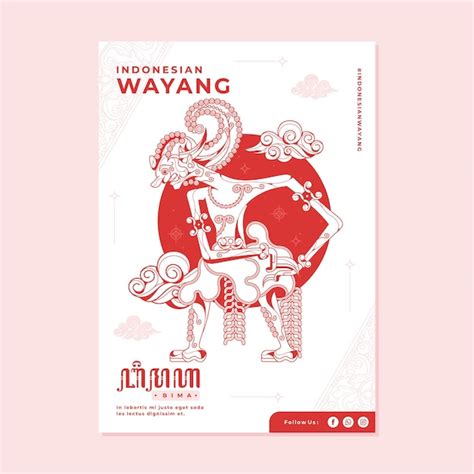 Premium Vector Hand Drawn Indonesian Traditional Wayang Bima Poster