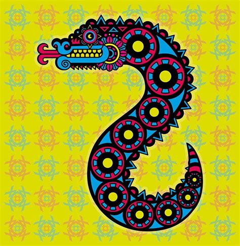 Quetzalcoatl 2014 Por Adriarte Retro Poster Mexican Art Character