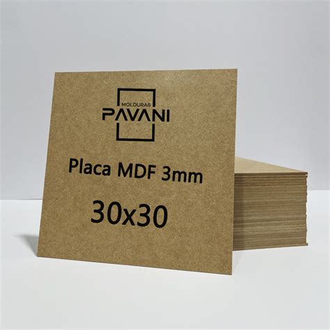 Kit 20 placas de MDF crú 30x30 por 3mm de espessura para artesanato e