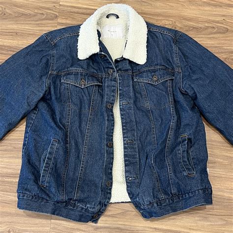 Vintage Denim Jacket With Sherpa Trim Size Xl Depop