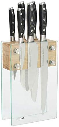 ProCook Professional X50 Knife Set With Glass And Oak Magnetic Block