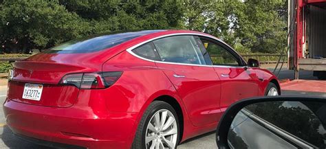 First Red Model 3 release candidate spotted near Tesla Headquarters