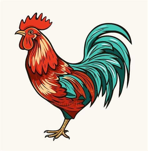 Premium Vector A Colored Rooster Vector Illustration Cock A Bright