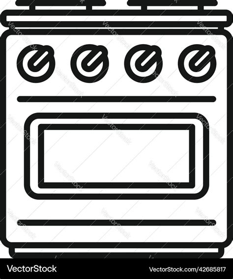 Burning Gas Stove Icon Outline Cooker Pot Vector Image