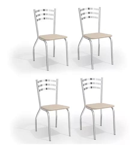Cadeiras Kit Cadeiras Portugal Cromada Nude Kappesberg Cor Da