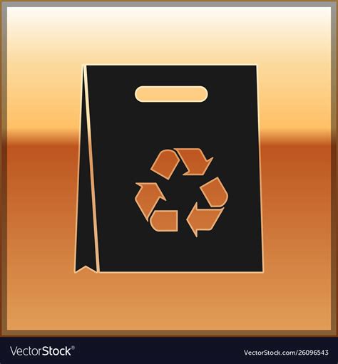 Black Paper Shopping Bag With Recycle Icon Vector Image