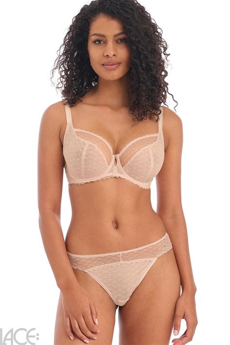 Freya Lingerie Freya Signature Plunge Bra F I Cup NATURAL BEIGE Lace