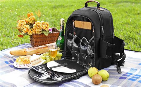 Sunflora Picnic Backpack For 4 Person With Blanket Picnic Basket Set