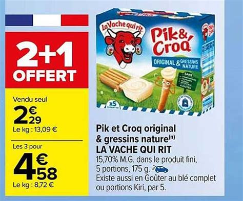 Promo Pik Et Croq Original Gressins Nature La Vache Qui Rit Chez