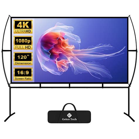 "GTGETCO 120"" Outdoor Portable Projector Screen - 4K HD, Freestanding ...