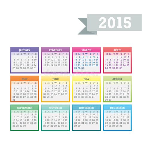 Vector Colorido De 2015 Calendarios Ilustración Del Vector