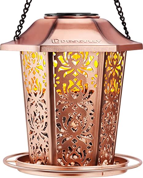 Solar Bird Feeders For Outdoors Hanging Premium Grade Metal Bird