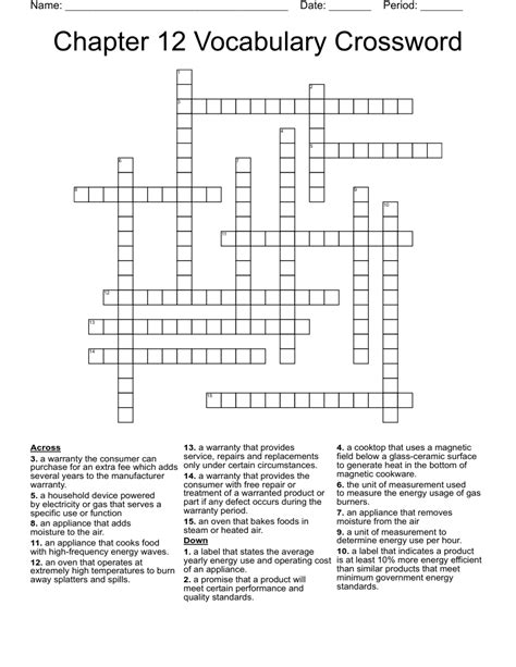 Chapter 12 Vocabulary Crossword WordMint