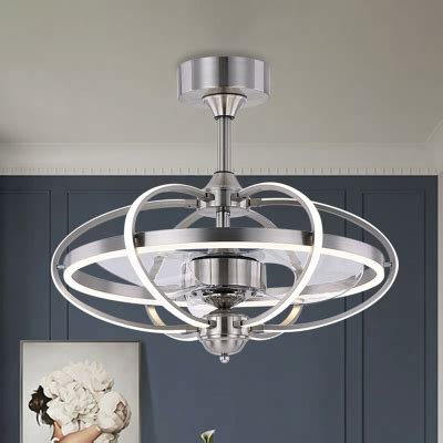 Metallic Oval Cage Ceiling Fan Light Modernist 26" Wide LED Semi Flush ...