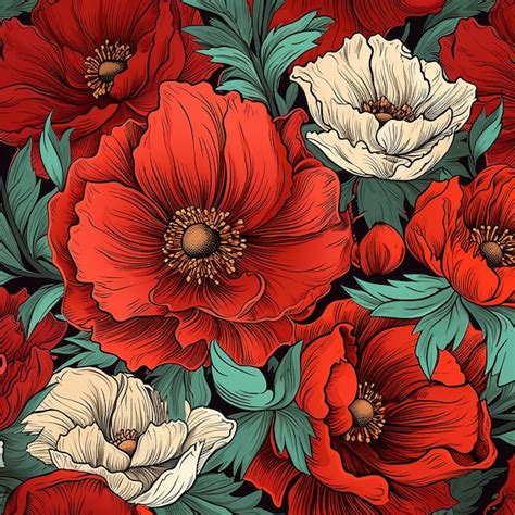 Premium AI Image | pattern red flower