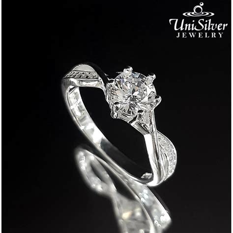 Unisilver Silver Solitaire Engagement Ring Rs Shopee