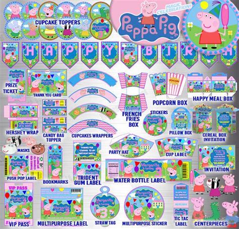 Peppa Pig Birthday Party Decoration Kit With Editable Text And Free