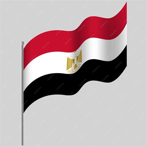 Premium Vector Waved Egypt Flag Egyptian Flag On Flagpole Vector Emblem Of Egypt