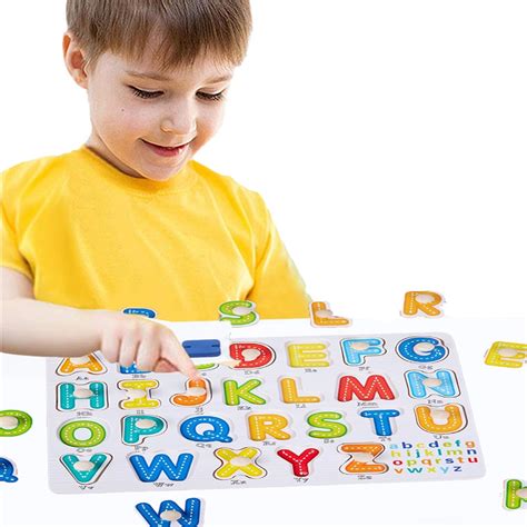 Cschome Toddler Kids Wooden Alphabet Puzzle Toys Boys Puzzle Shape