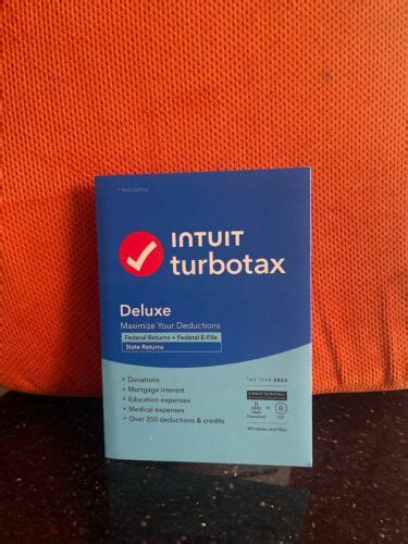 Intuit Turbotax Deluxe 2023 Federal State Retrun Efile For Windowsmac