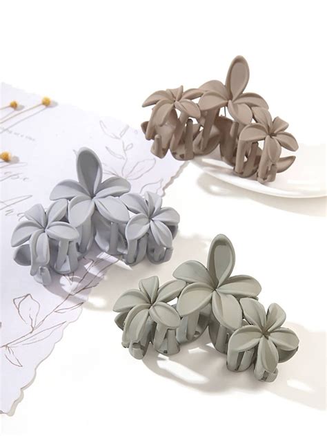 3pcs Basic Hair Claw Clip For Updo Flower Design SHEIN USA