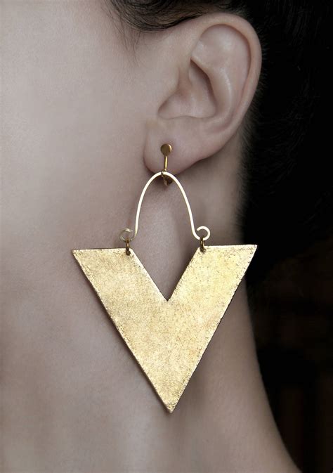 Big Abstract Earrings Clip On Dangles Statement Jewelry