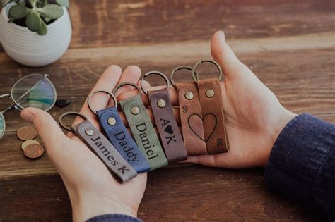 Personalized Leather Keychain Custom Keychain For Men Etsy